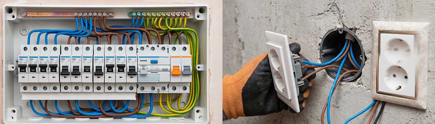 Cuadro eléctrico con protecciones e instalación de un enchufe