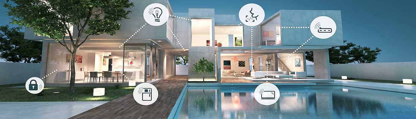 Vivienda moderna con los sistemas de domótica conectados